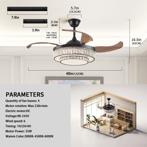 Retractable Ceiling Fan | LED Ceiling Fan | In My Aura