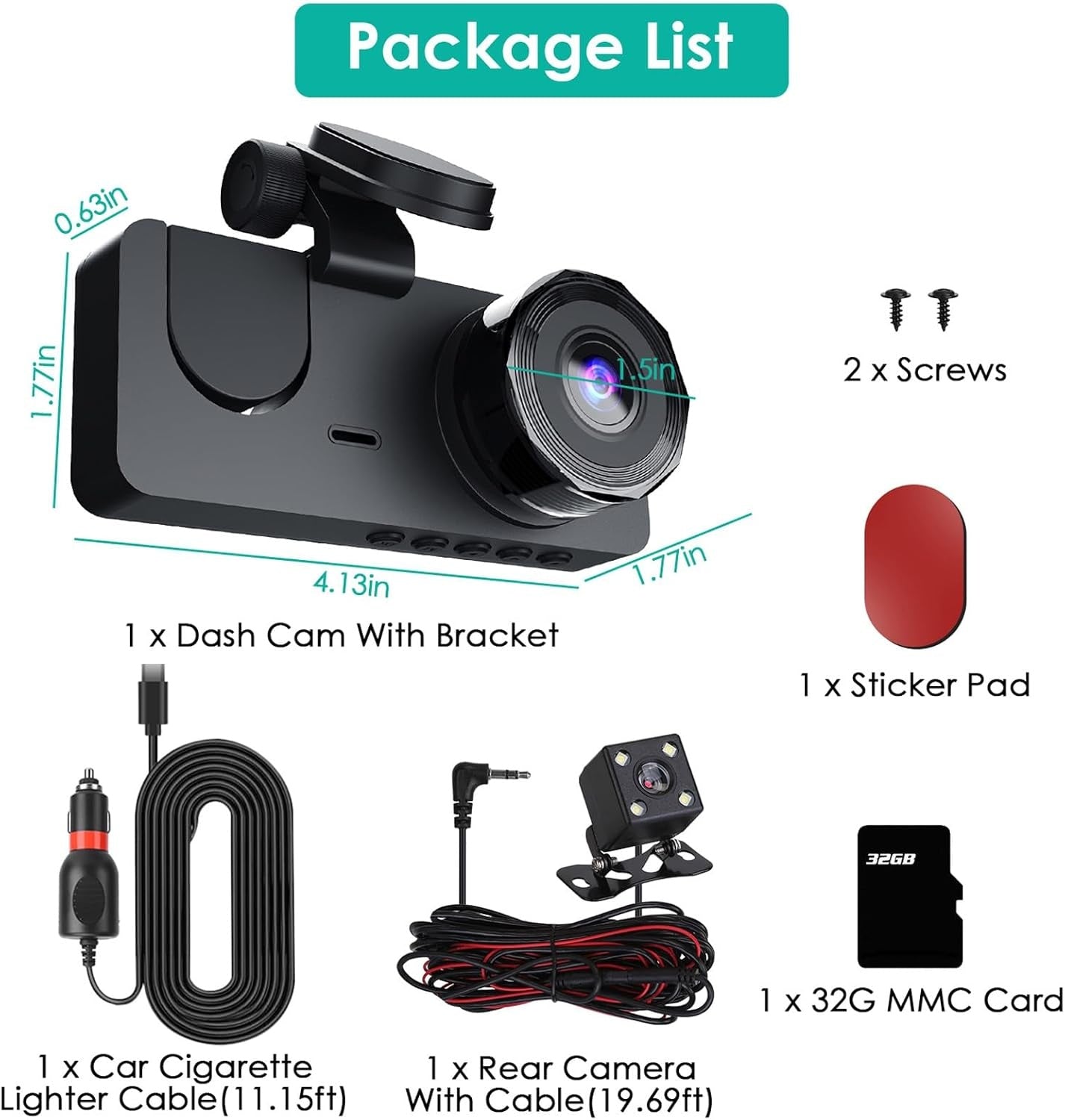 3 Channel Dash Camera | Front Rear Dash Camera | In My Aura