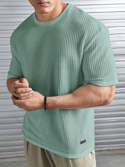 Tommy™ - Casual Comfort: Losvallend Waffle Knit T-shirt voor Heren