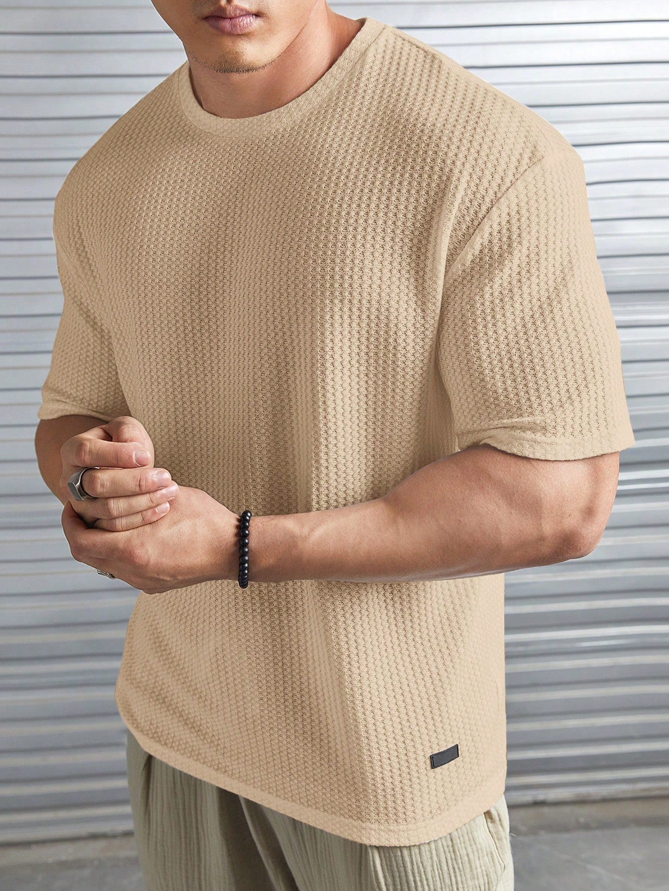 Tommy™ - Casual Comfort: Losvallend Waffle Knit T-shirt voor Heren