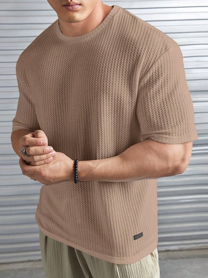 Tommy™ - Casual Comfort: Losvallend Waffle Knit T-shirt voor Heren