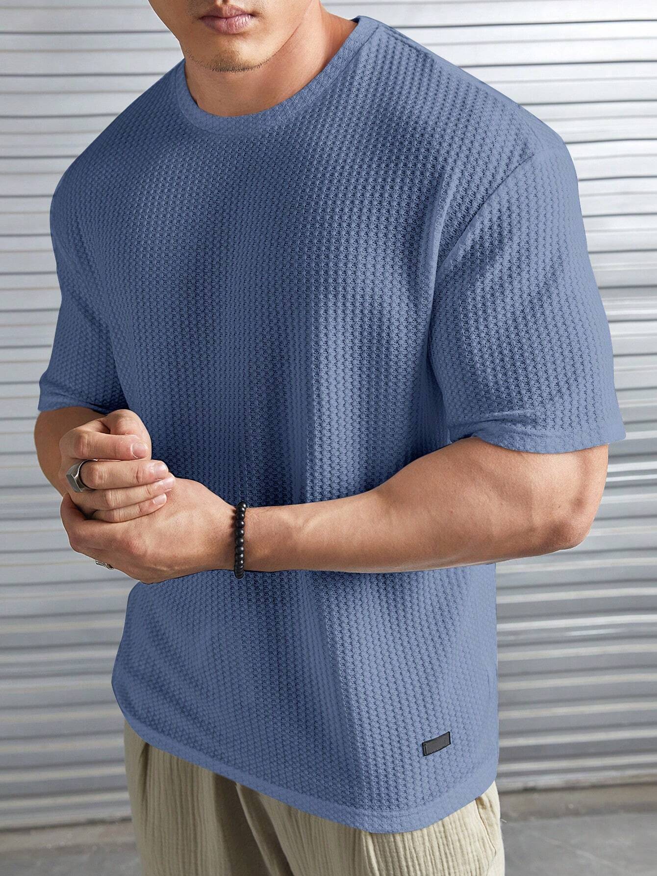 Tommy™ - Casual Comfort: Losvallend Waffle Knit T-shirt voor Heren