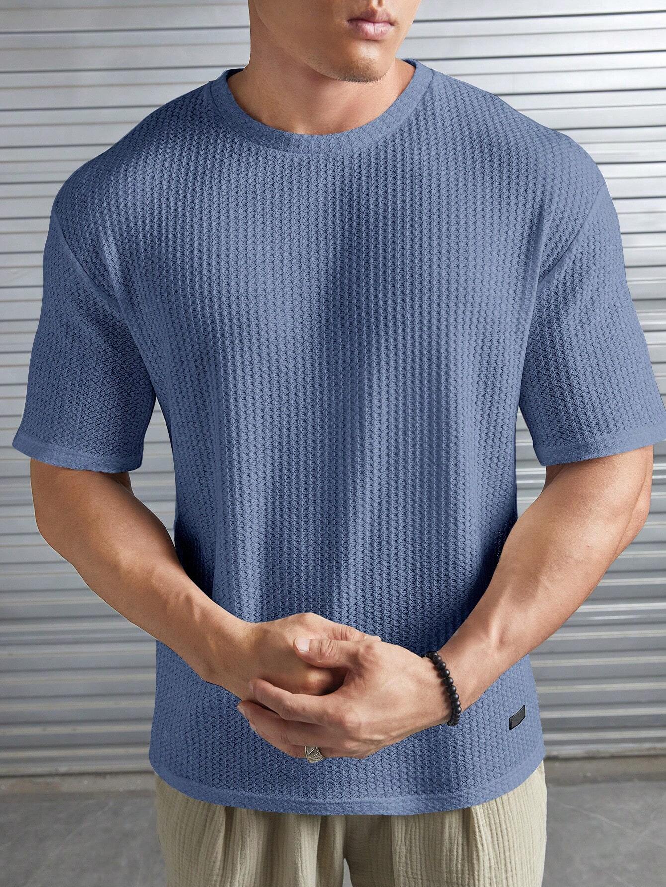 Tommy™ - Casual Comfort: Losvallend Waffle Knit T-shirt voor Heren