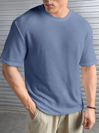 Tommy™ - Casual Comfort: Losvallend Waffle Knit T-shirt voor Heren