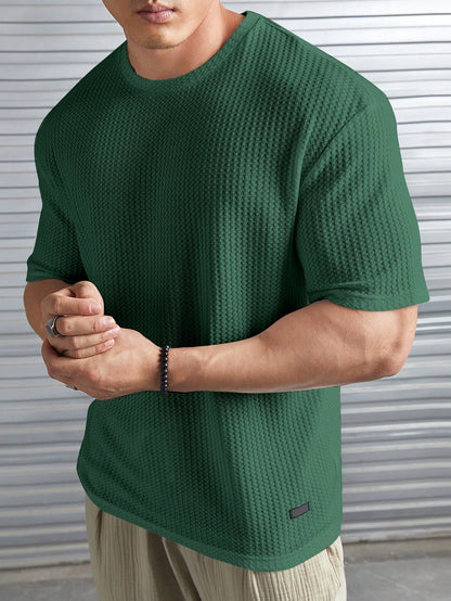 Tommy™ - Casual Comfort: Losvallend Waffle Knit T-shirt voor Heren