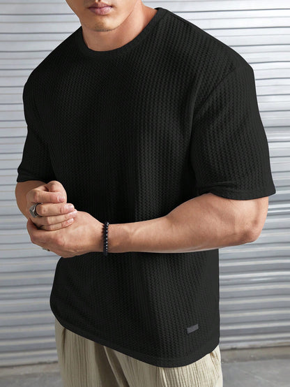 Tommy™ - Casual Comfort: Losvallend Waffle Knit T-shirt voor Heren