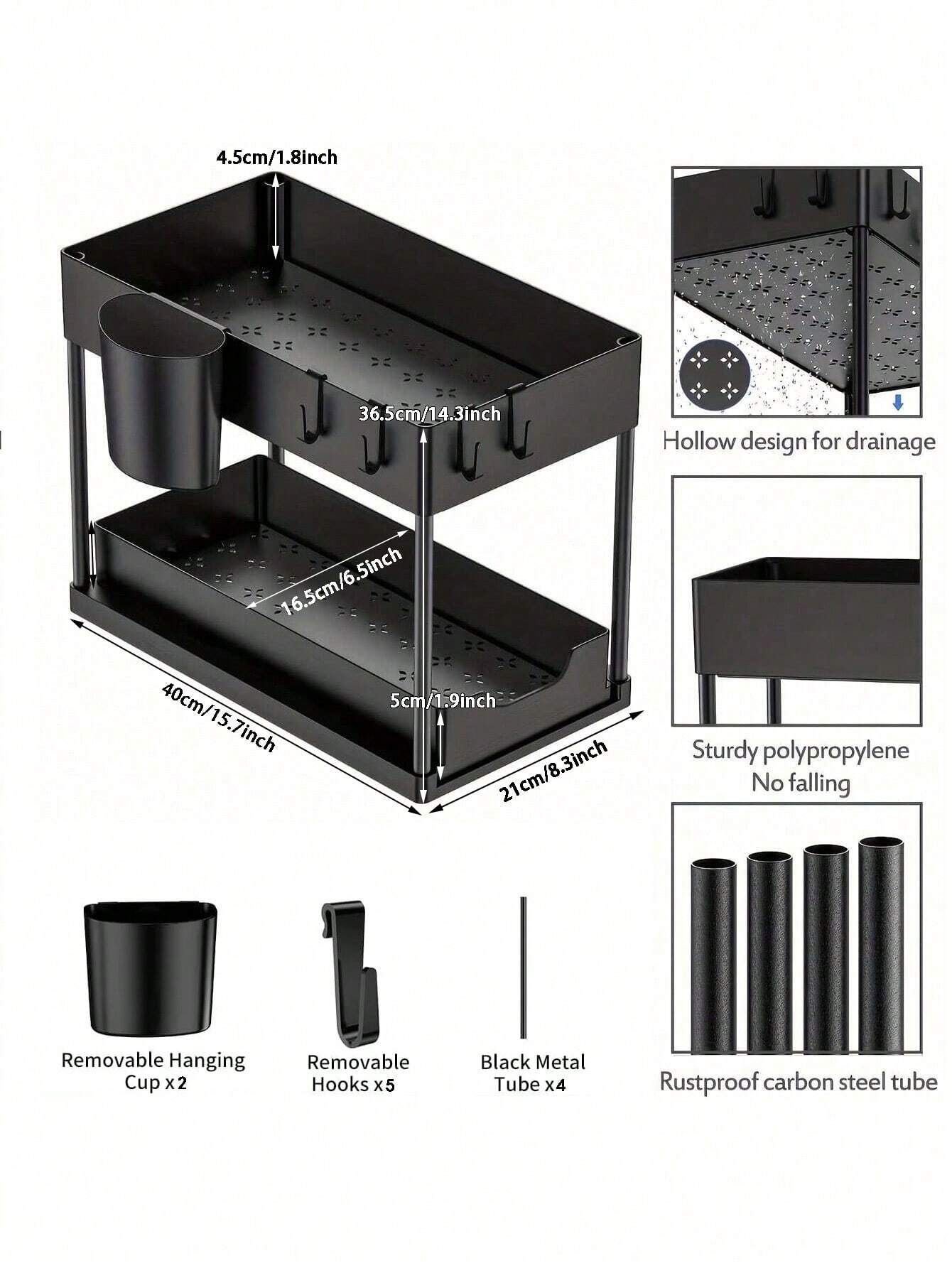 Kelsey ™  - Onderkast Organizer 2-Lagen – Praktische Opslagoplossing voor Badkamer en Keuken