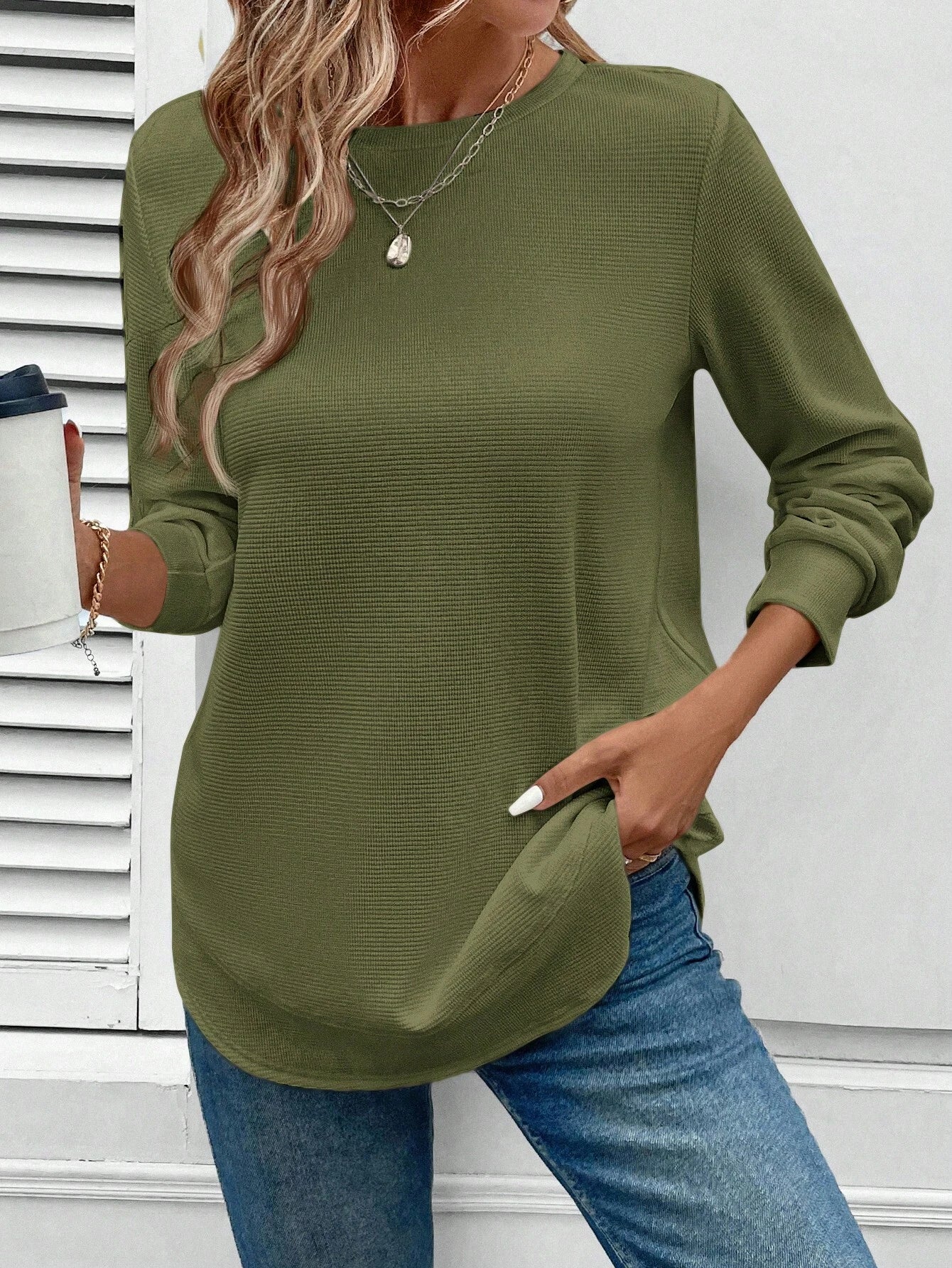 Kitty™ - Casual Waffle Textured Sweatshirt – Comfort ontmoet stijl