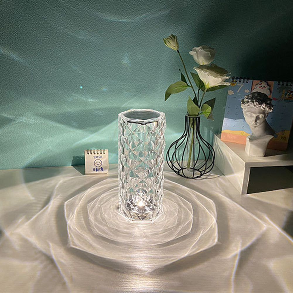 GlimmerGlow™ Nordic Crystal Lamp – USB Touch-Dimmable Diamond Night Light
