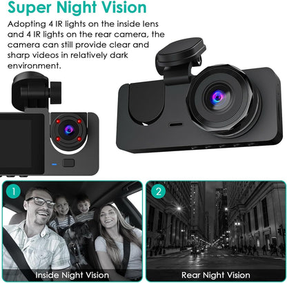 3 Channel Dash Camera | Front Rear Dash Camera | In My Aura